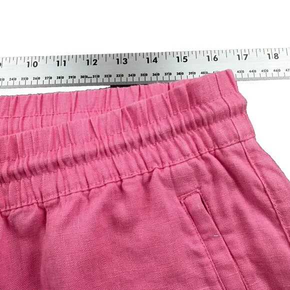 ATHLETA Retreat Linen High Rise Wide Leg Pants Women's L Pink Slit Draw String - Picture 11 of 16